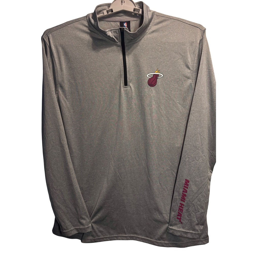 NBA Miami Heat Quarter Zip Pullover Mens XL Grey Excellent Performance Logo